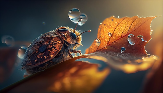 Nature beauty captured macro view of insect generative AI