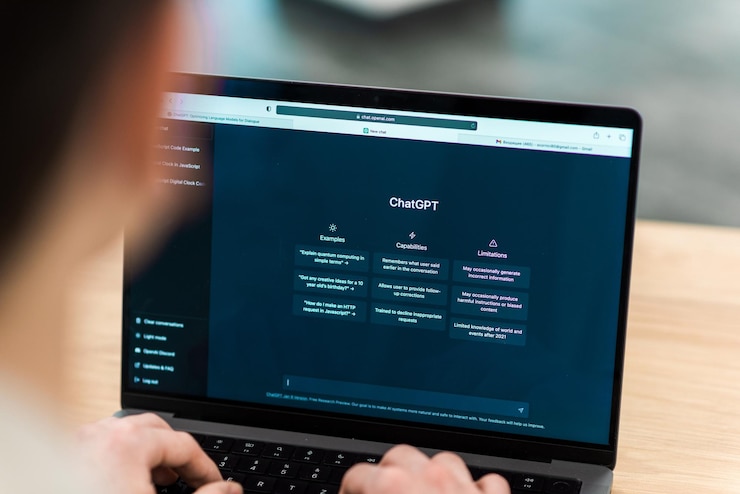 Gratis Foto opened ai chat on laptop