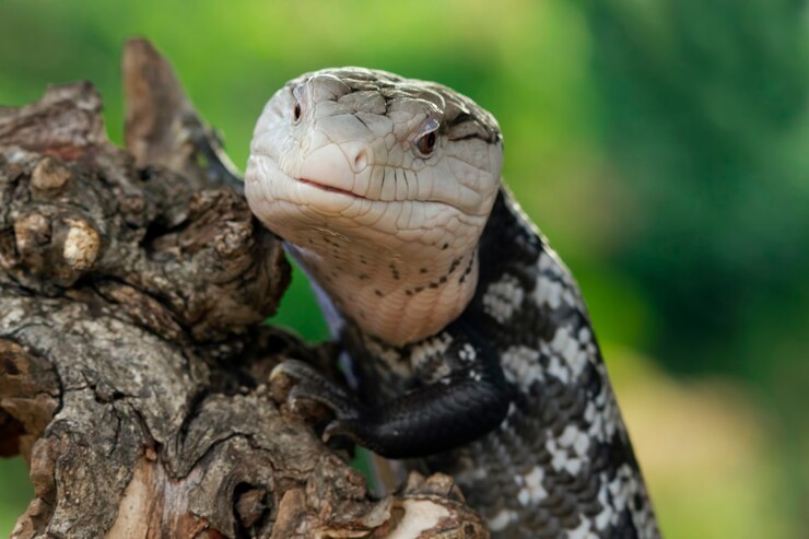 Gratis Foto panana lizards stick out long blue tongues on wood panana lizard closeuup