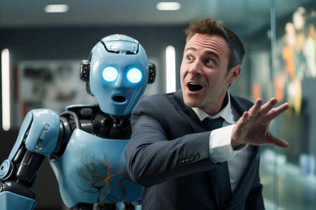 Person som samhandler med AI-robot