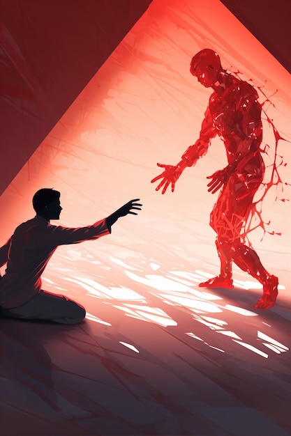Person som samhandler med AI-robot