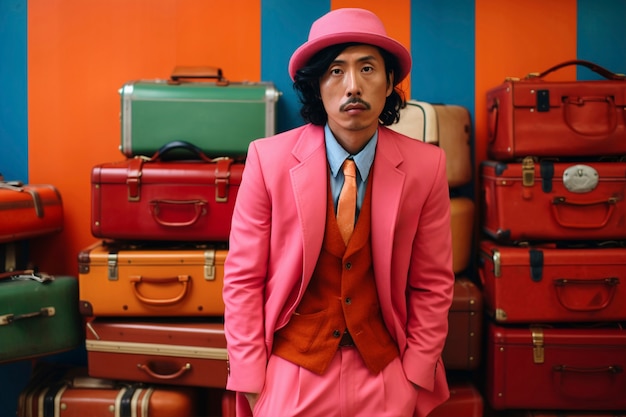 Person wearing colorful fashion