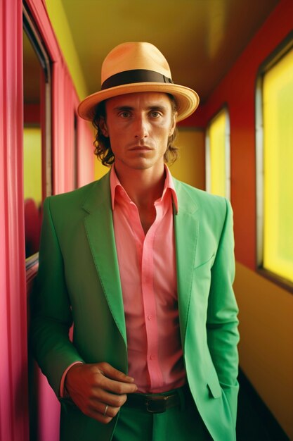 Person wearing colorful fashion