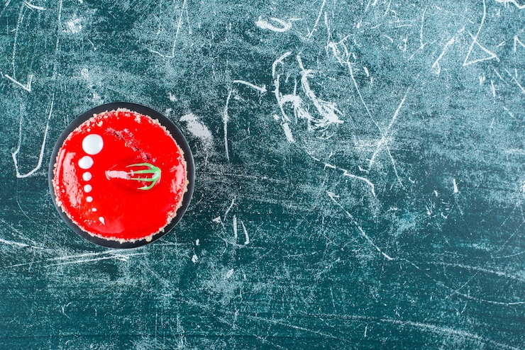 Gratis Foto piece of strawberry cake on marble.