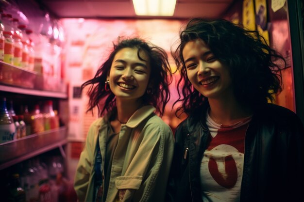 Portrait of people smiling in shop