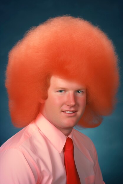Portrait of person with funny wig