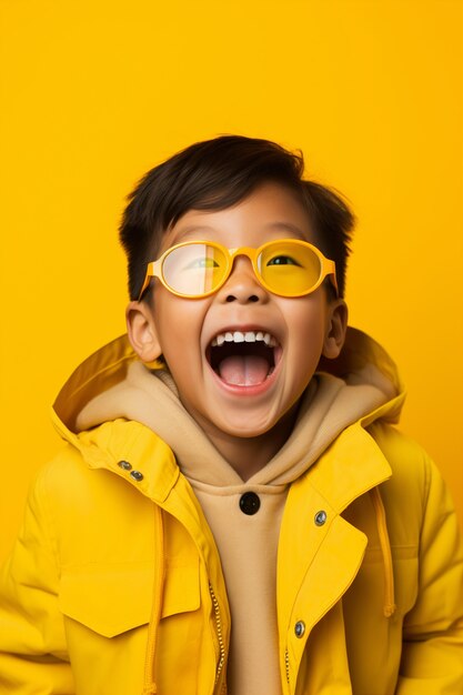 portrait of young boy with sunglasses