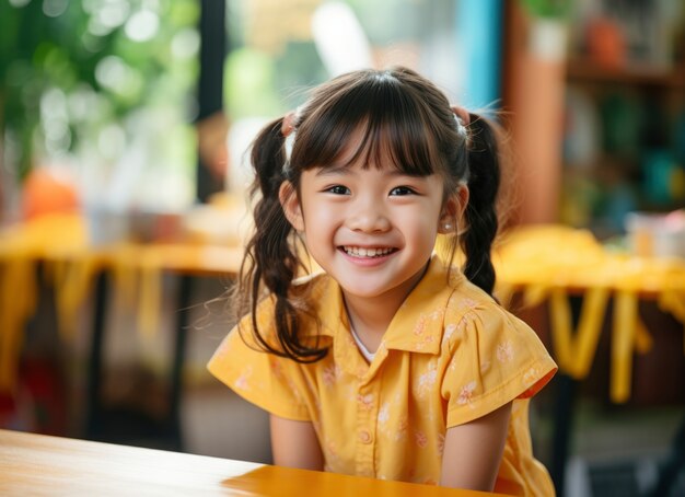 portrait of young girl student attending school