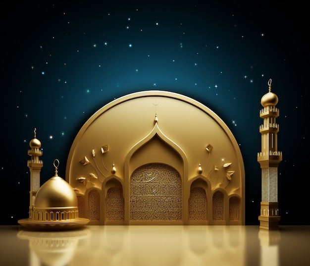 Ramadan bakgrunn med moské opplyst med lys