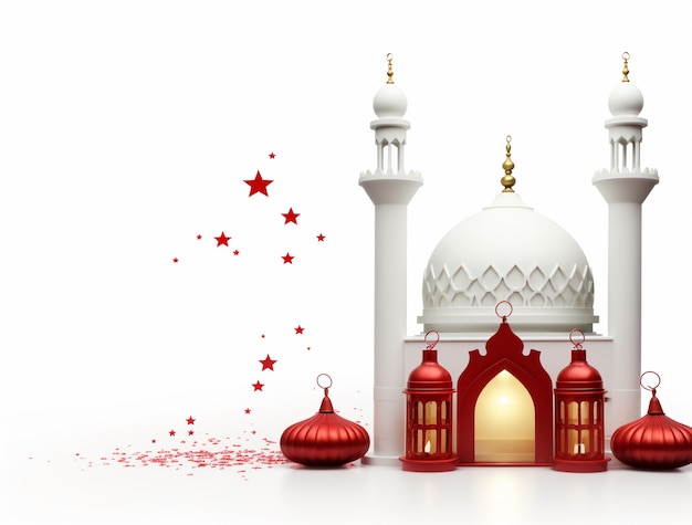 Ramadan bakgrunn med moské opplyst med lys