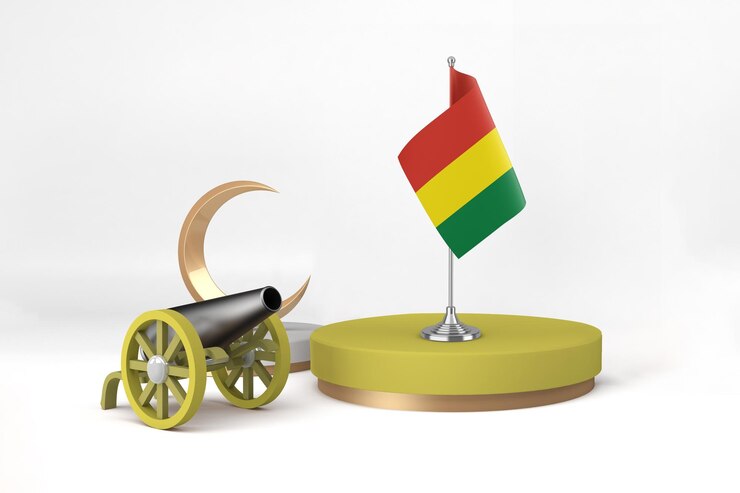 Gratis Foto ramadan bolivia with cannon and crescent in white background