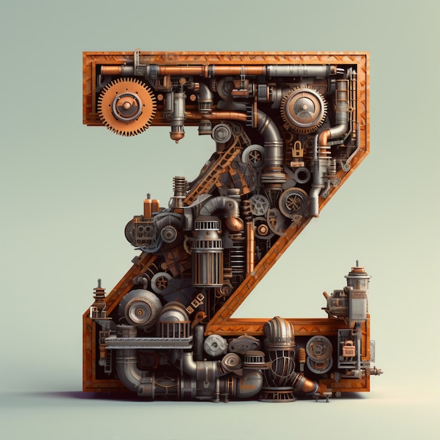 Realistic z letter with pipes