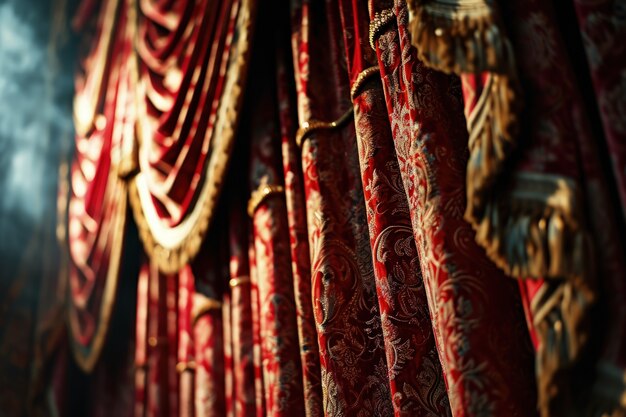 retro world theatre day scenes with a theatre curtain