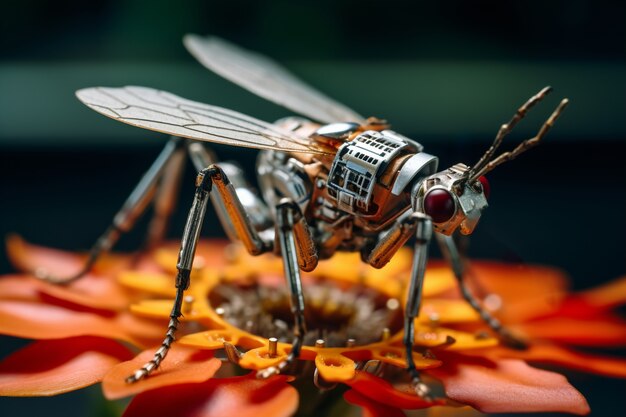 robotic insect with flowers