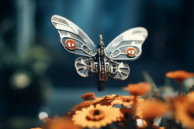 Robotinsekt med blomster