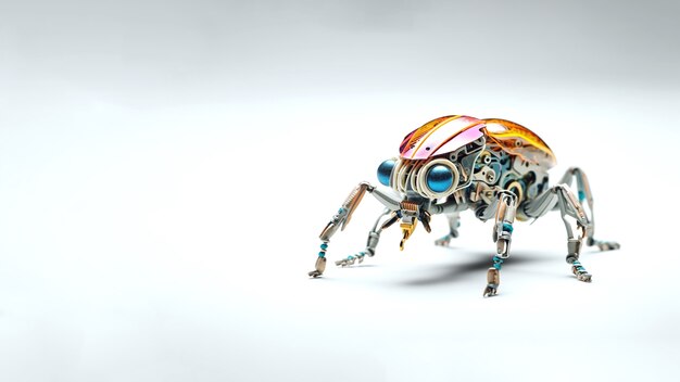 Robotisk insekt i studio med kopieringsplass