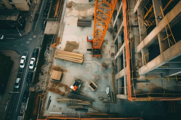 Scene av byggeplass med utstyr