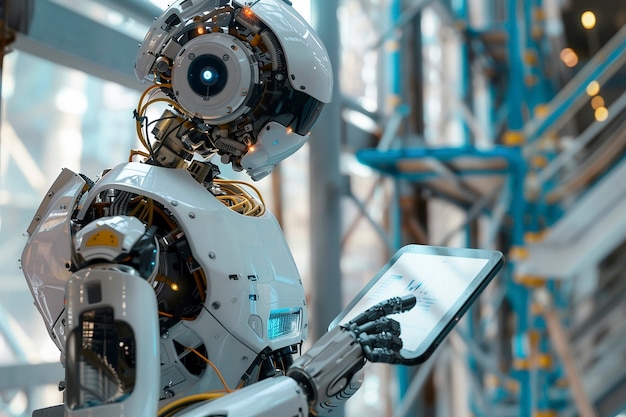 Scene med futuristisk robot brukt i byggeindustrien