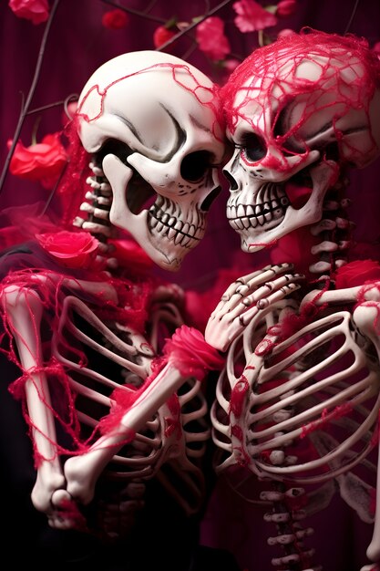 Skeletons couple having a date