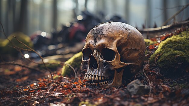 spooky skull in nature