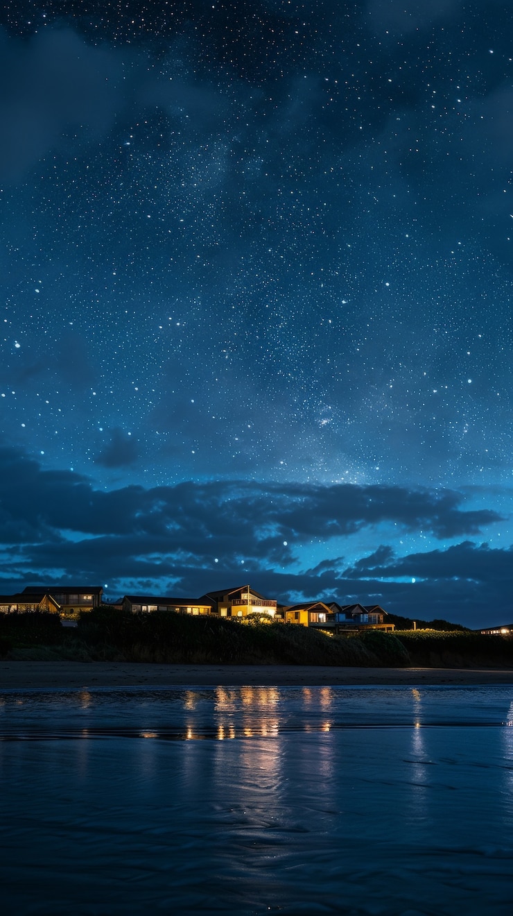 Gratis Foto starry sky over the town