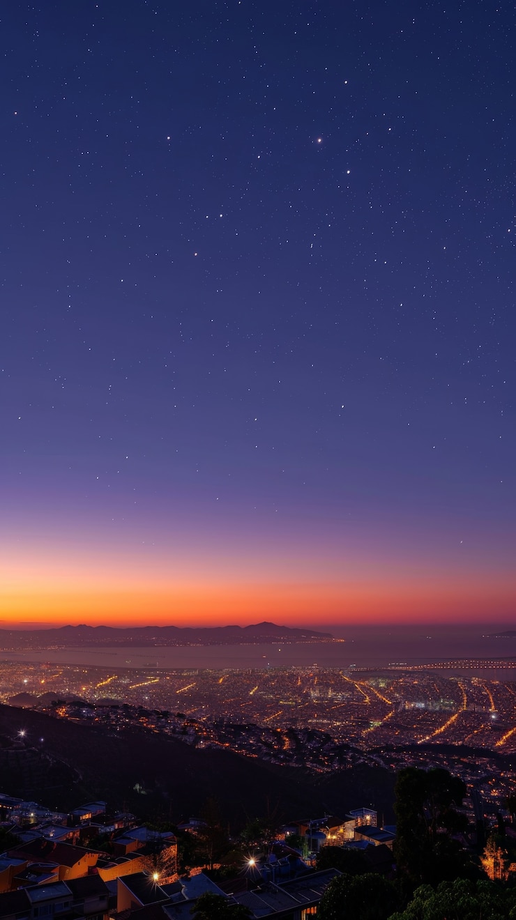 Gratis Foto stjernehimmel over byen