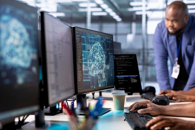 system administrator in data center developing artificial intelligence