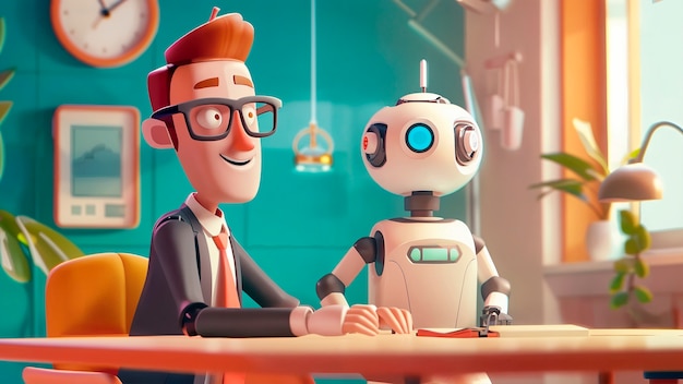 Tegneserie AI-robotscene