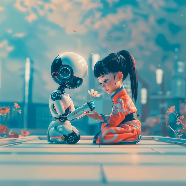 Tegneserie AI-robotscene