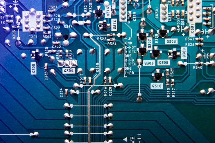 Gratis Foto top view circuit board close-up
