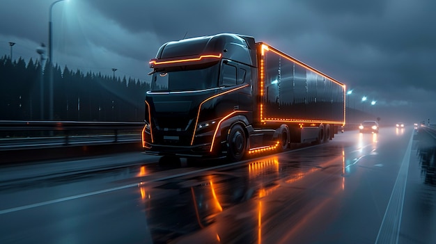 truck and logistics operation at dusk