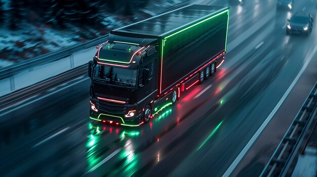 truck and logistics operation at dusk