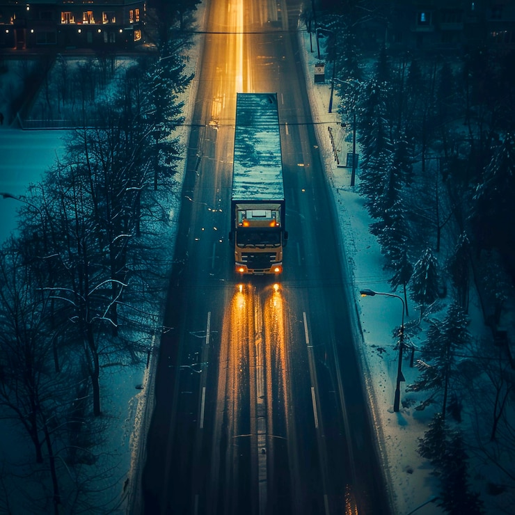 Gratis Foto truck and logistics operation at dusk