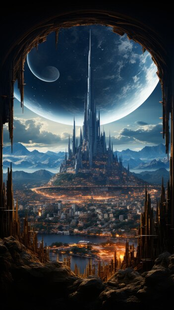 Utsikt over futuristisk, mystisk og utenomjordisk himmel