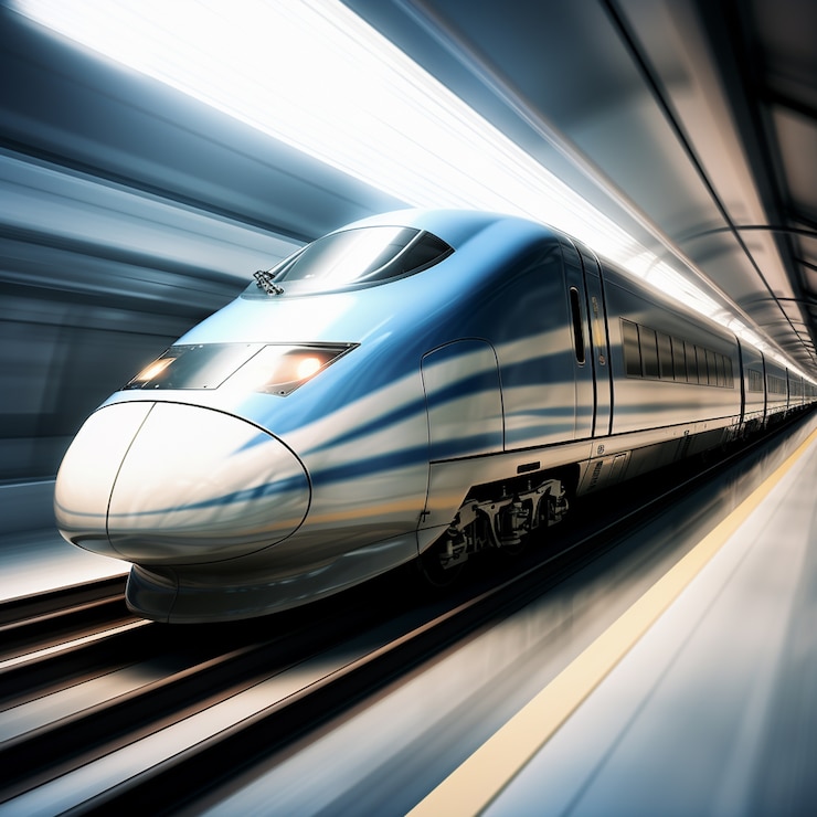 Gratis Foto view of 3d modern high speed train