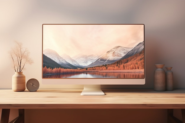 view of computer monitor display with desk