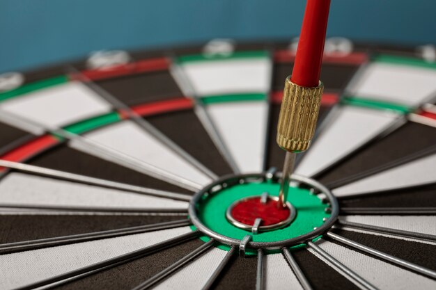view of dartboard with bullseye arrow points
