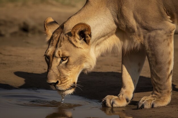 View of lioness in the wild