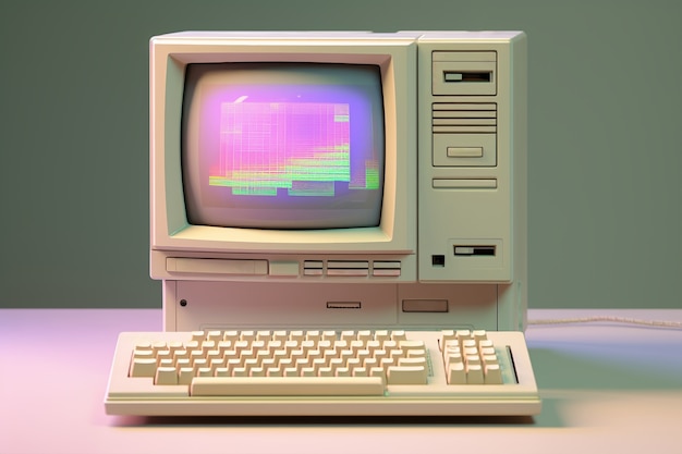 View of retro looking personal computer