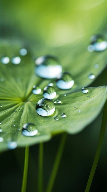 view of water drops on leaves