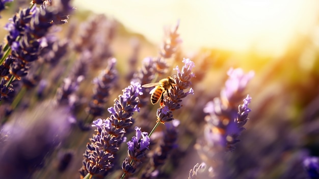 Visning av bie på blomst