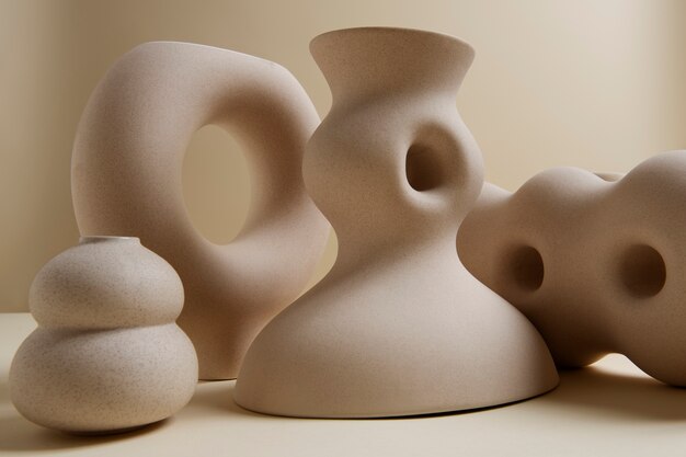 White minimalist vases arrangement
