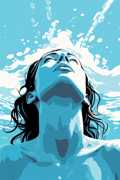 woman anime character underwater