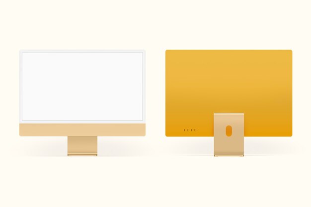 yellow minimal computer desktop screen digital device with design space