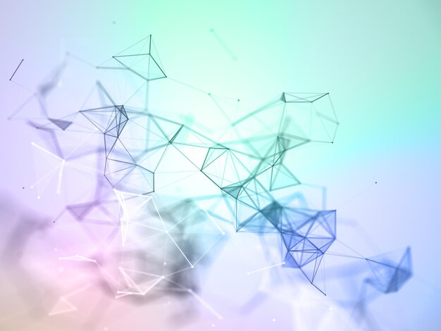 3D data network communications background with low poly plexus design