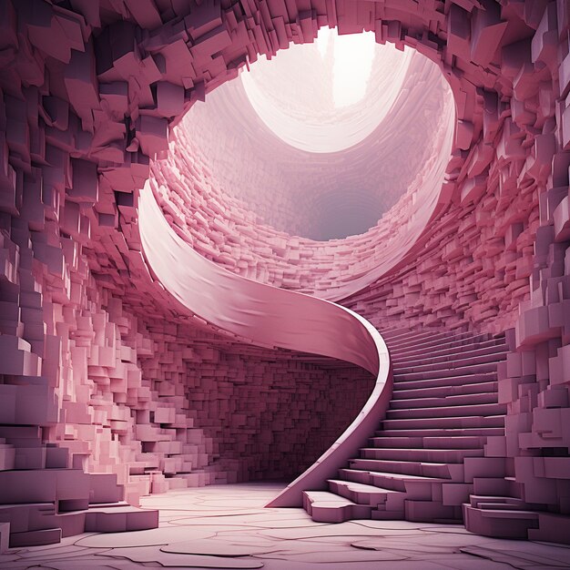 3D-geometriska former inomhus som bakgrund