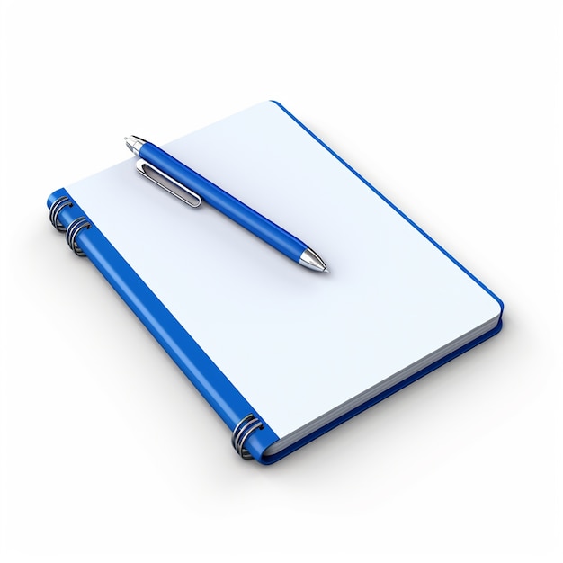 3d render of pen with notebook