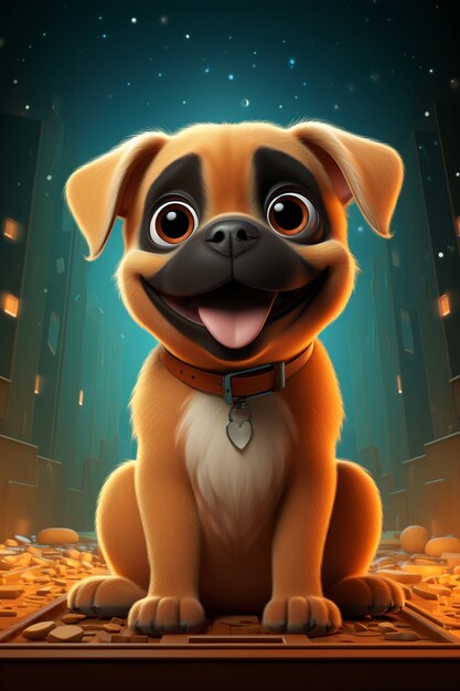 3D-rendering af cartoon-lignende hund