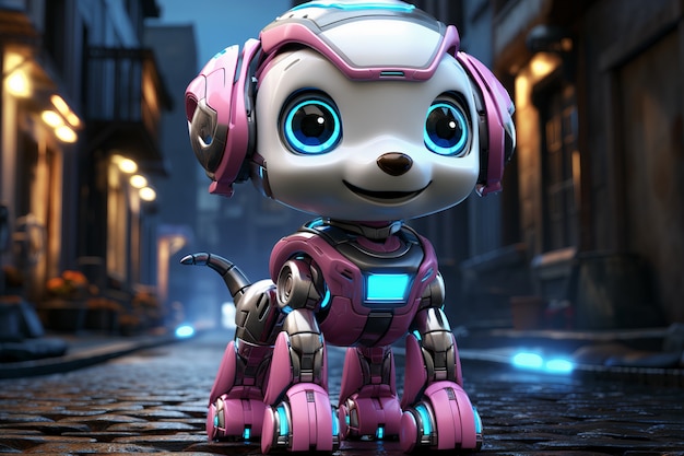 3D-rendering af robot-hund