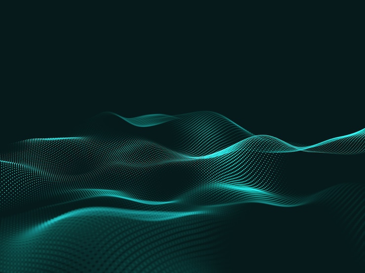 Gratis Bild 3d-rendering av en abstrakt teknologi med flödande partiklar